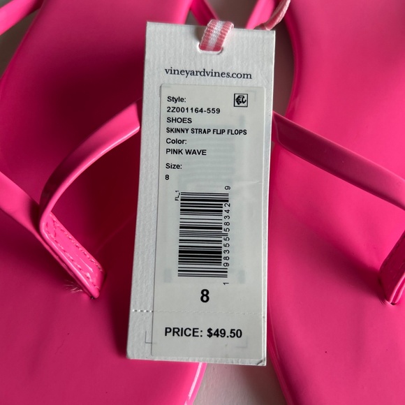 New Vineyard Vines Pink Wave Skinny Strap Flip Flops size 8 - Picture 6 of 13
